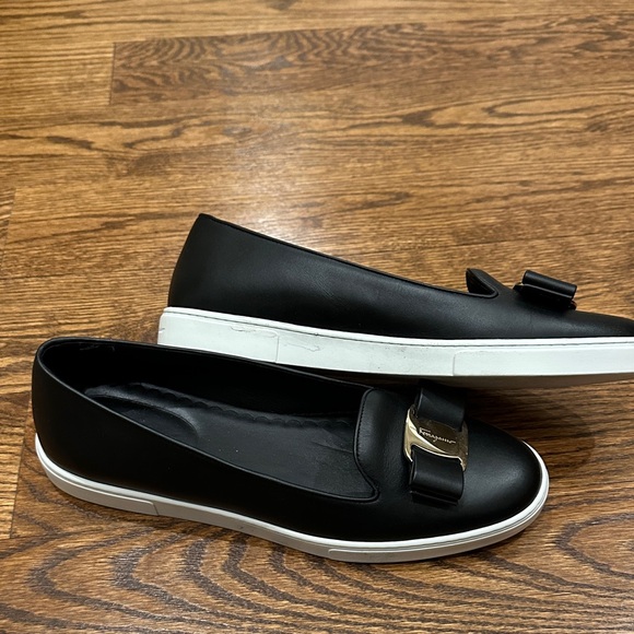 Salvatore Ferragamo Black Flats with Gold Buckle - Picture 6 of 14